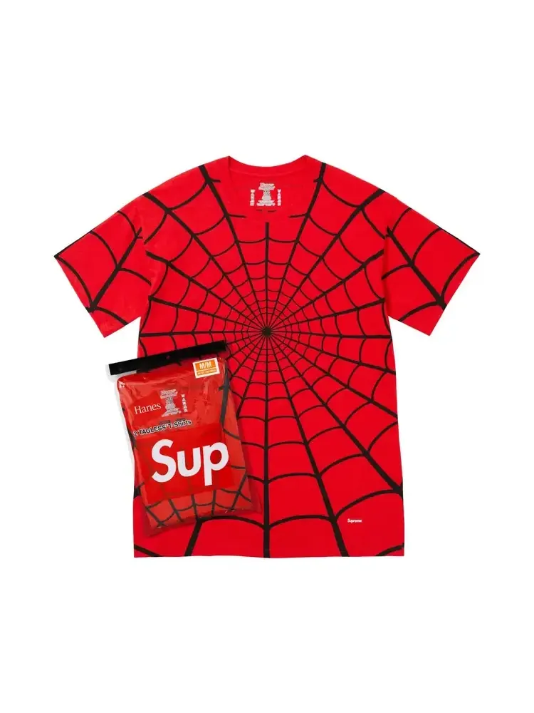 Футболки 2 штуки Supreme x Hanes Spider-Man Tagless