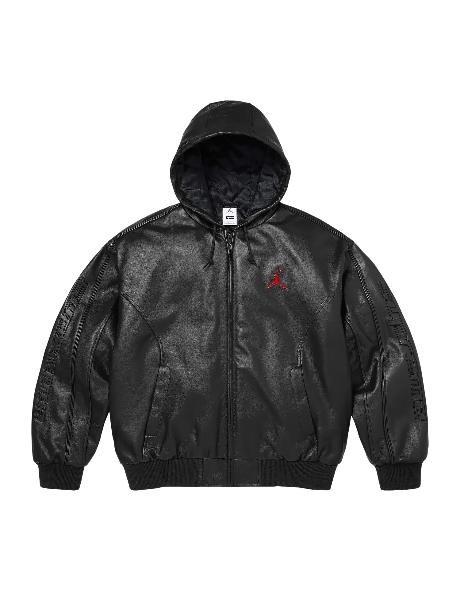 Кожаная куртка Supreme x Jordan с капюшоном