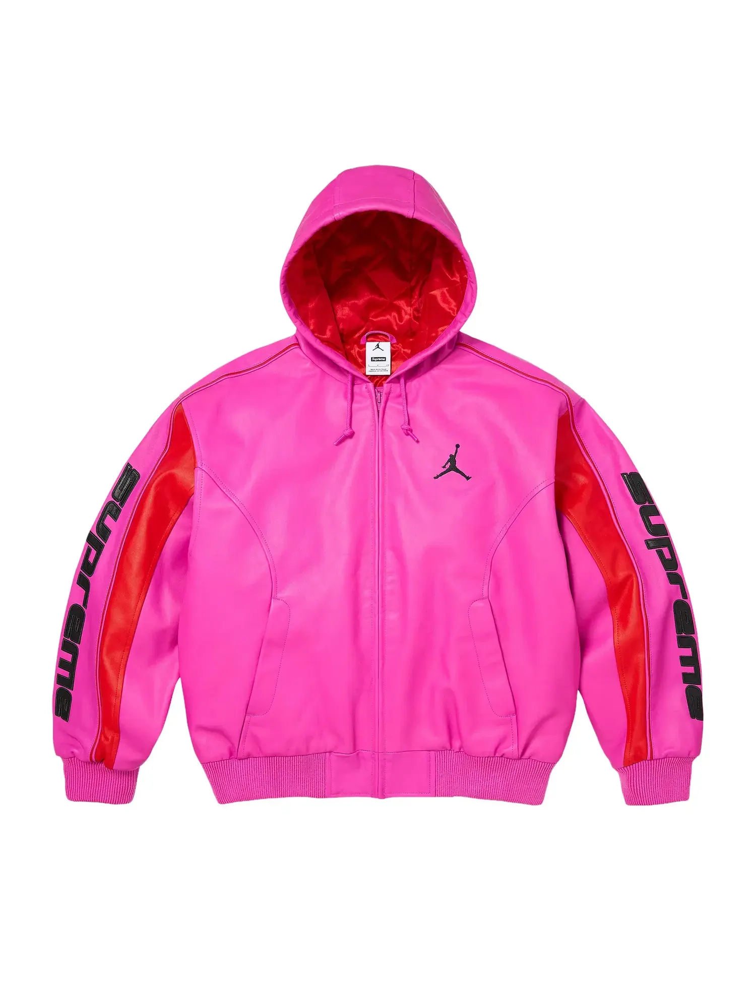 Кожаная куртка Supreme x Jordan с капюшоном