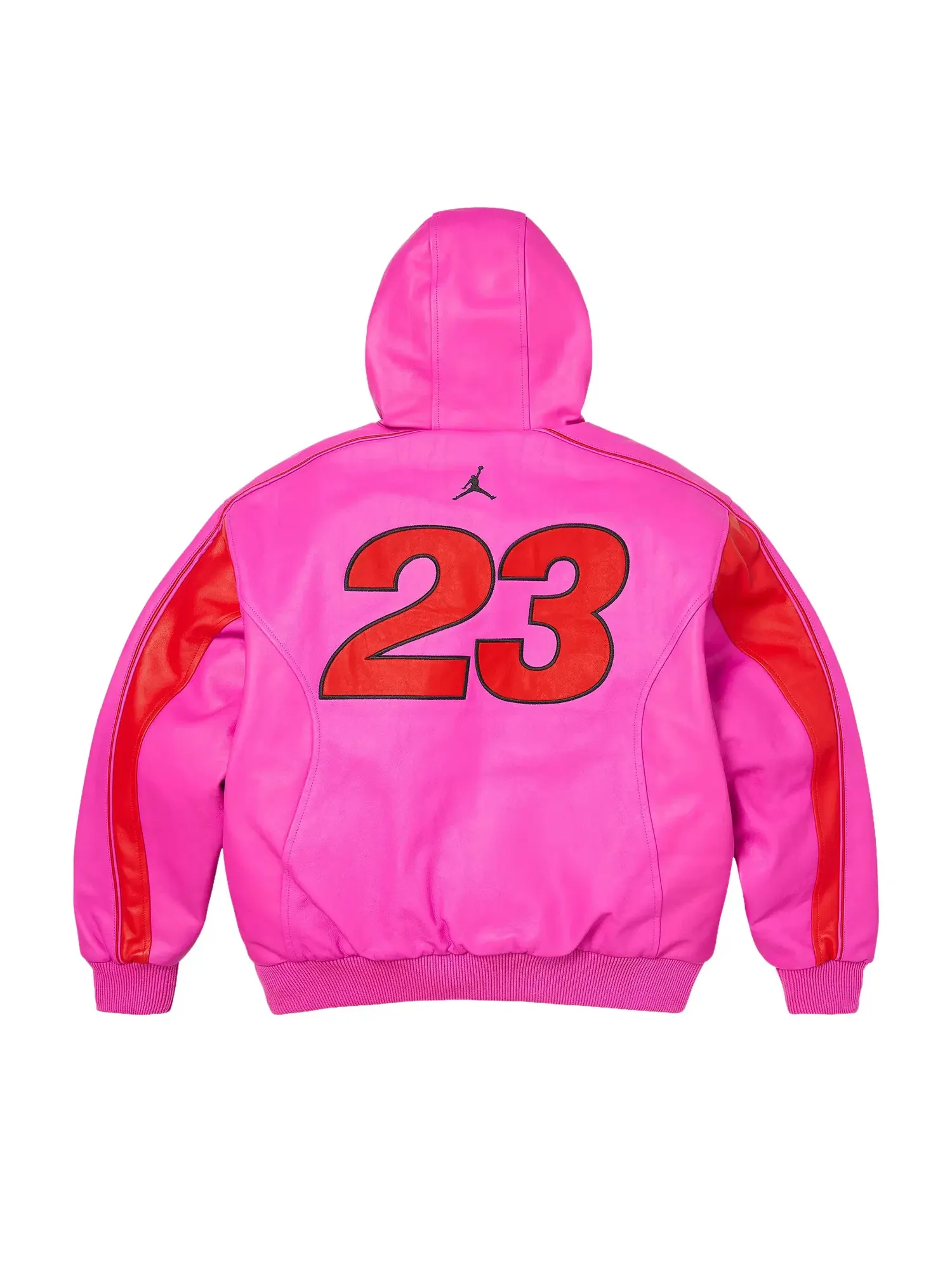 Кожаная куртка Supreme x Jordan с капюшоном — изображение 2 из 2, розовый