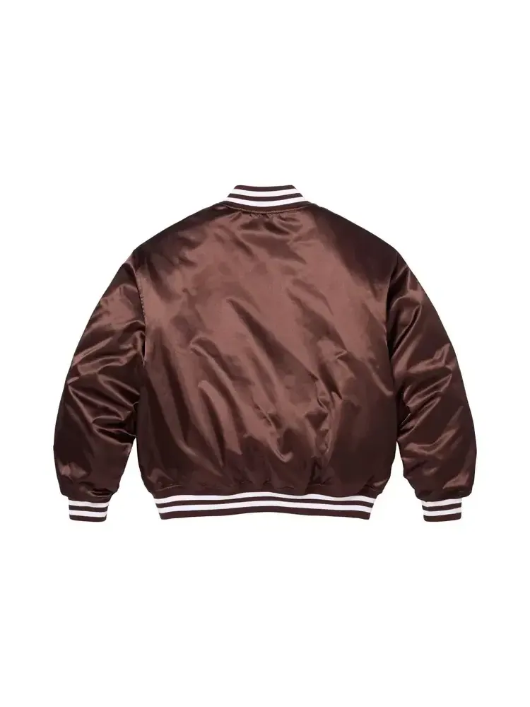 Атласная куртка в стиле университетской формы Supreme x Champion — изображение 2 из 2, коричневый