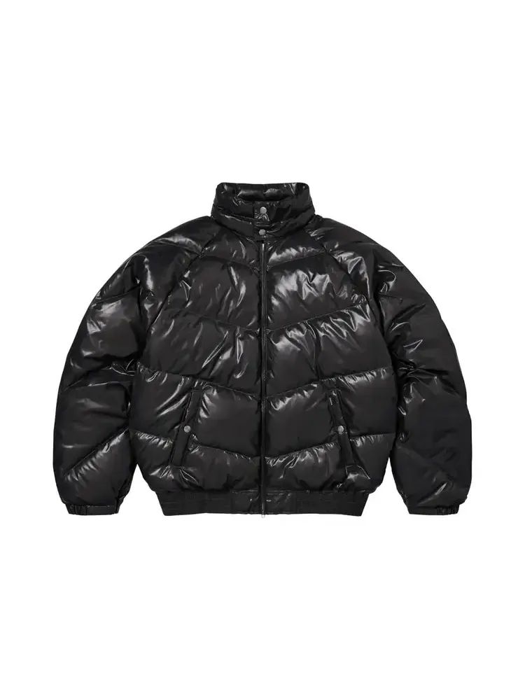 Пуховая куртка Supreme x Schott Glossy Lightweight Down Puffer Jacket 'Black'
