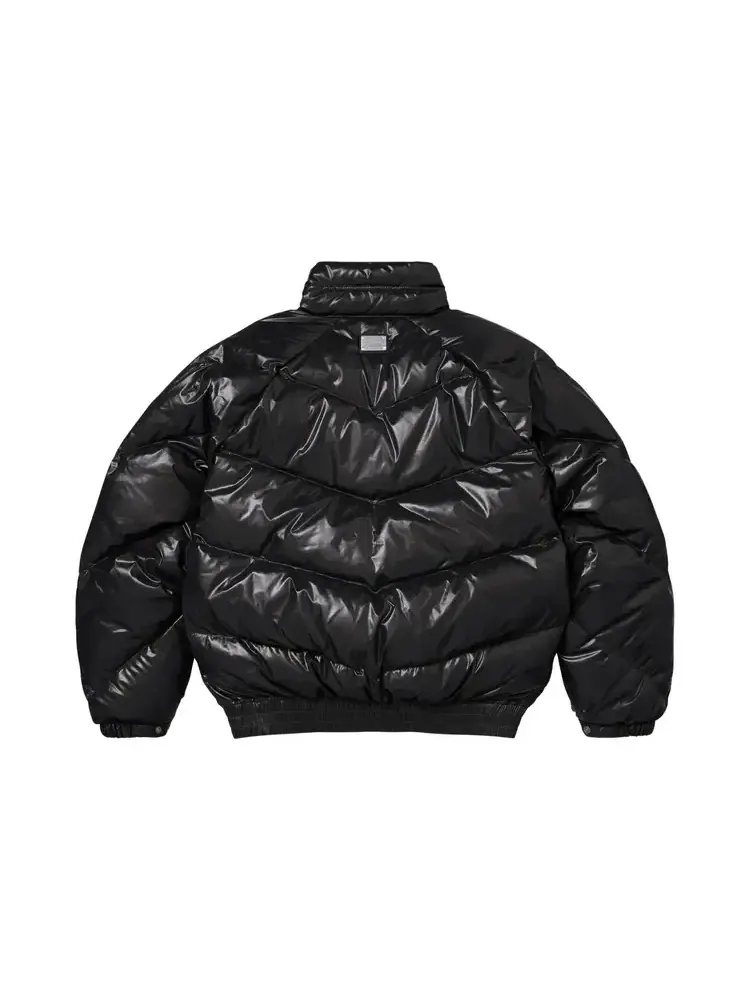 Пуховая куртка Supreme x Schott Glossy Lightweight Down Puffer Jacket 'Black' — изображение 2 из 2, черный
