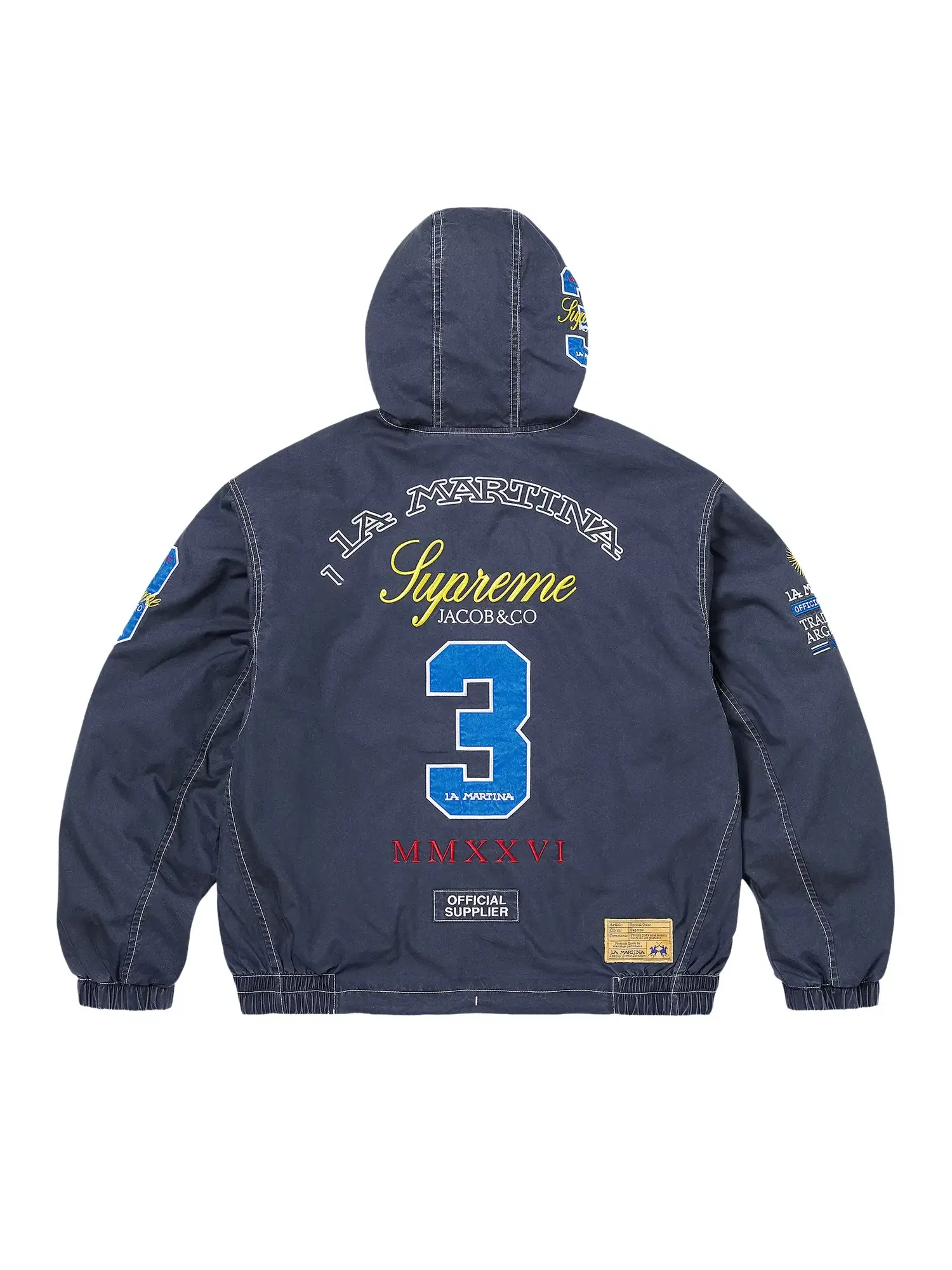 Легкая куртка с капюшоном Supreme x La Martina x Jacob & Co — изображение 2 из 2, темно-синий