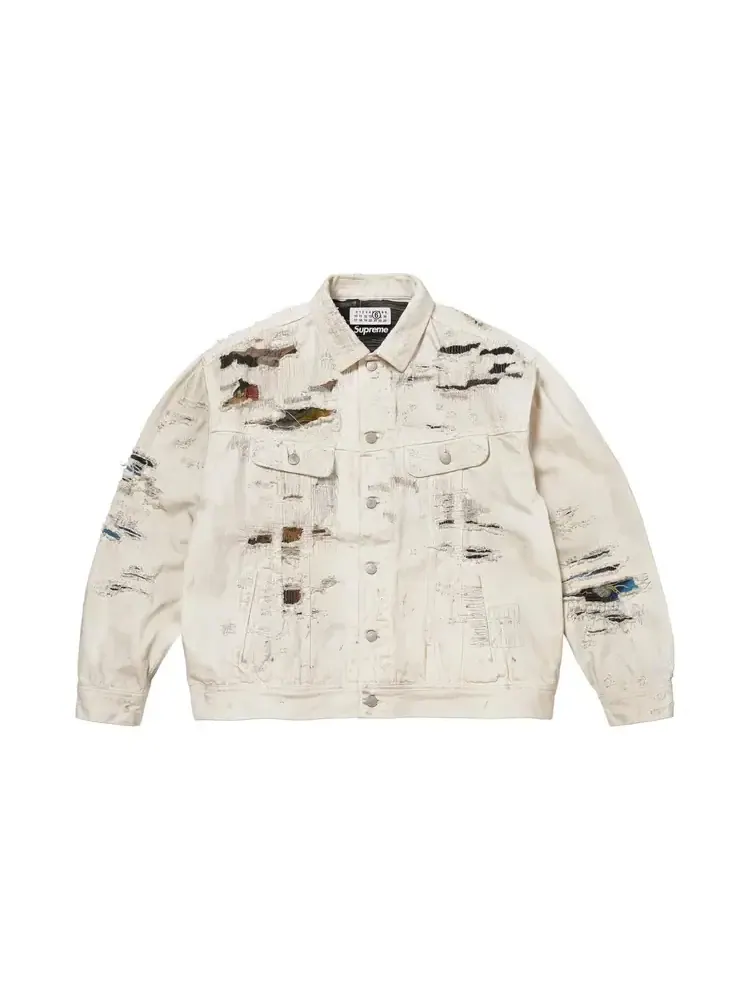 Джинсовая куртка Supreme x MM6 Maison Margiela из рваного денима с кромкой