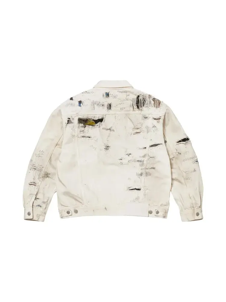 Джинсовая куртка Supreme x MM6 Maison Margiela из рваного денима с кромкой — изображение 2 из 2, белый