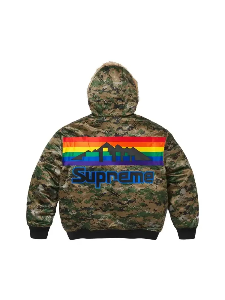 Куртка-бомбер из атласа с капюшономSupreme x Mitchell Ness Teams — изображение 2 из 2, зеленый
