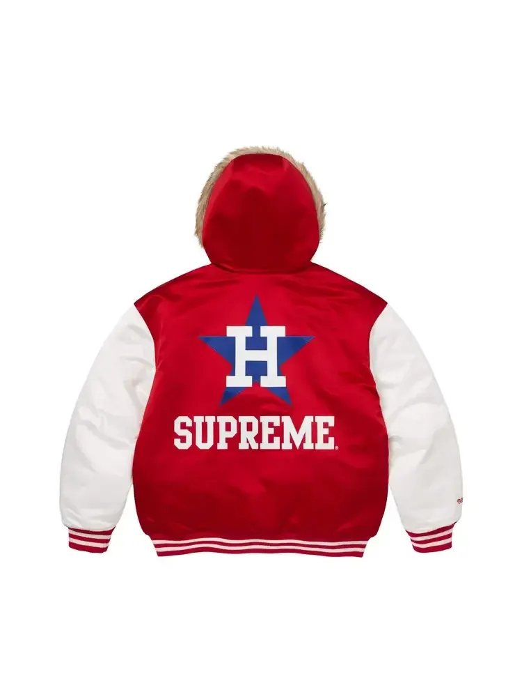 Куртка-бомбер из атласа с капюшономSupreme x Mitchell Ness Teams — изображение 2 из 2, красный