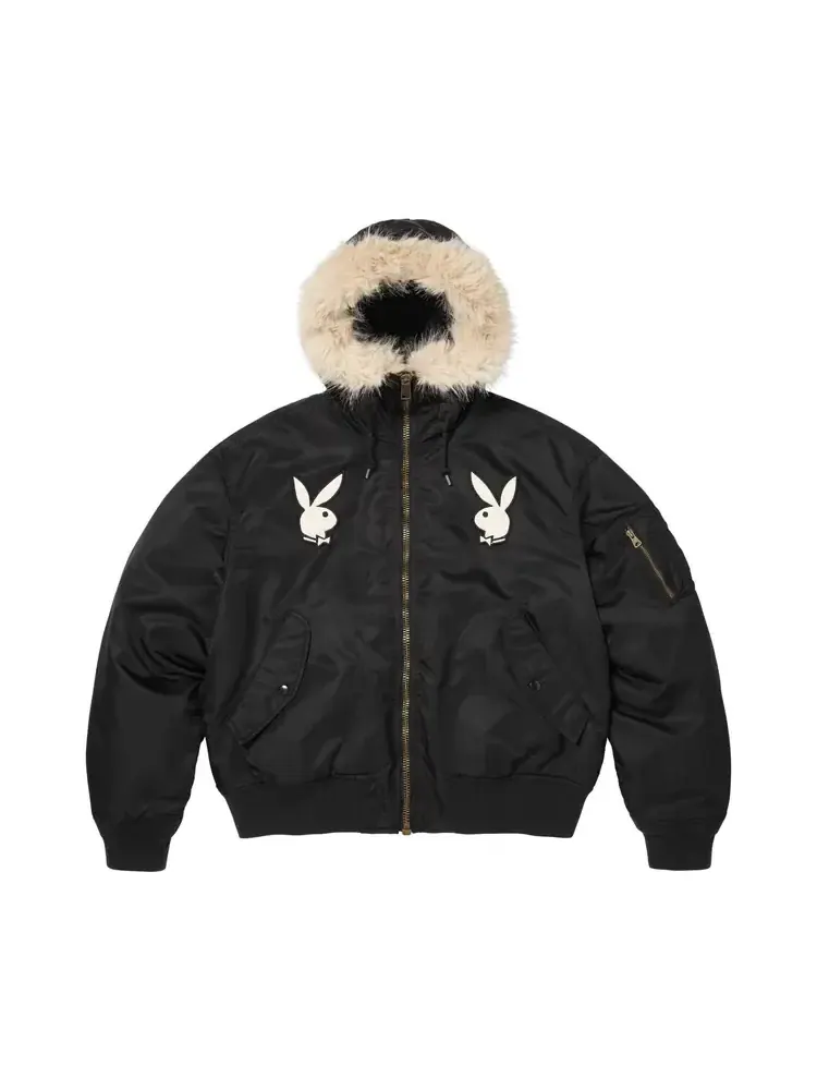 Толстовка Supreme x Playboy Hooded Ma-1 'Black'