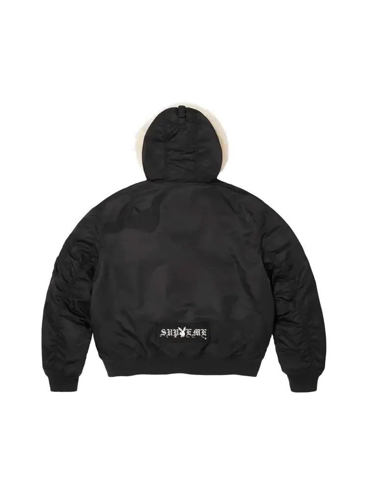 Толстовка Supreme x Playboy Hooded Ma-1 'Black' — изображение 2 из 2, черный