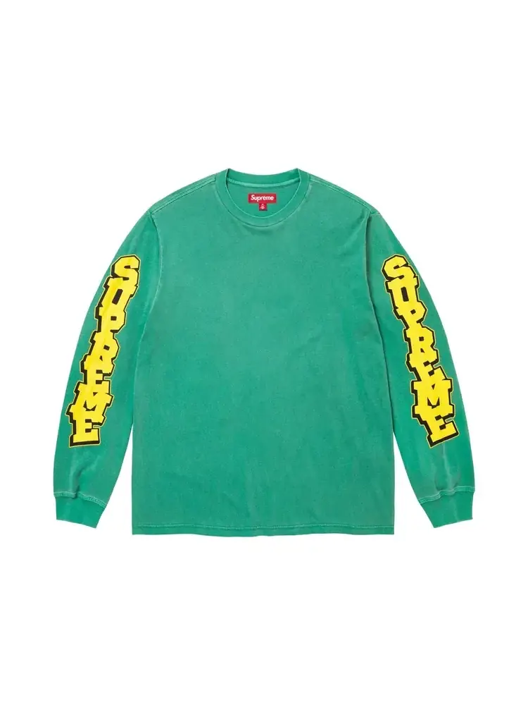 Футболка с длинными рукавами Supreme Cracked Sleeve Long-Sleepe Top цвета «выцветший зеленый»