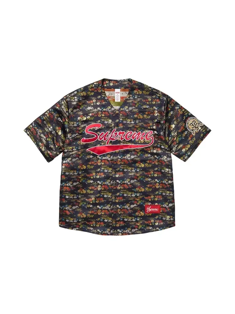 Трикотажная ткань Supreme Floral Jacquard Jersey 'Navy'