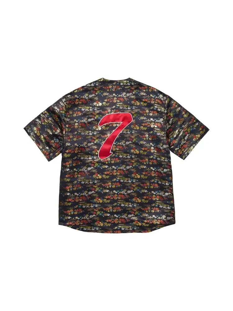 Трикотажная ткань Supreme Floral Jacquard Jersey 'Navy' — изображение 2 из 2, синий