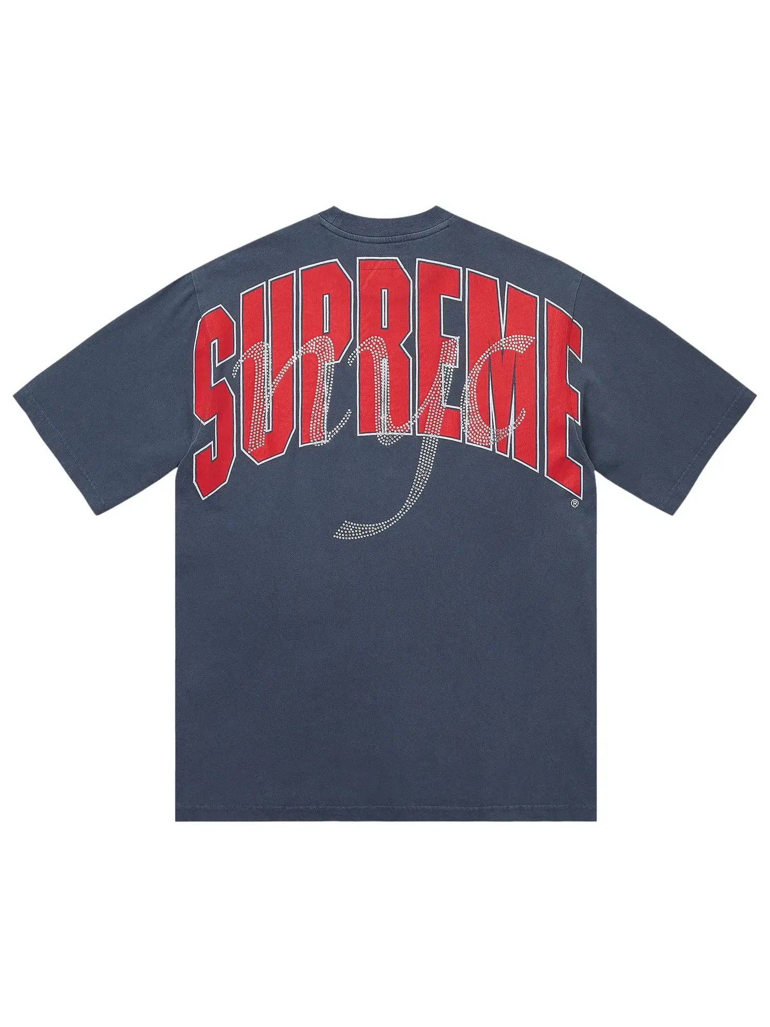 Футболка Supreme с короткими рукавами и стразами — изображение 2 из 2, темно-синий