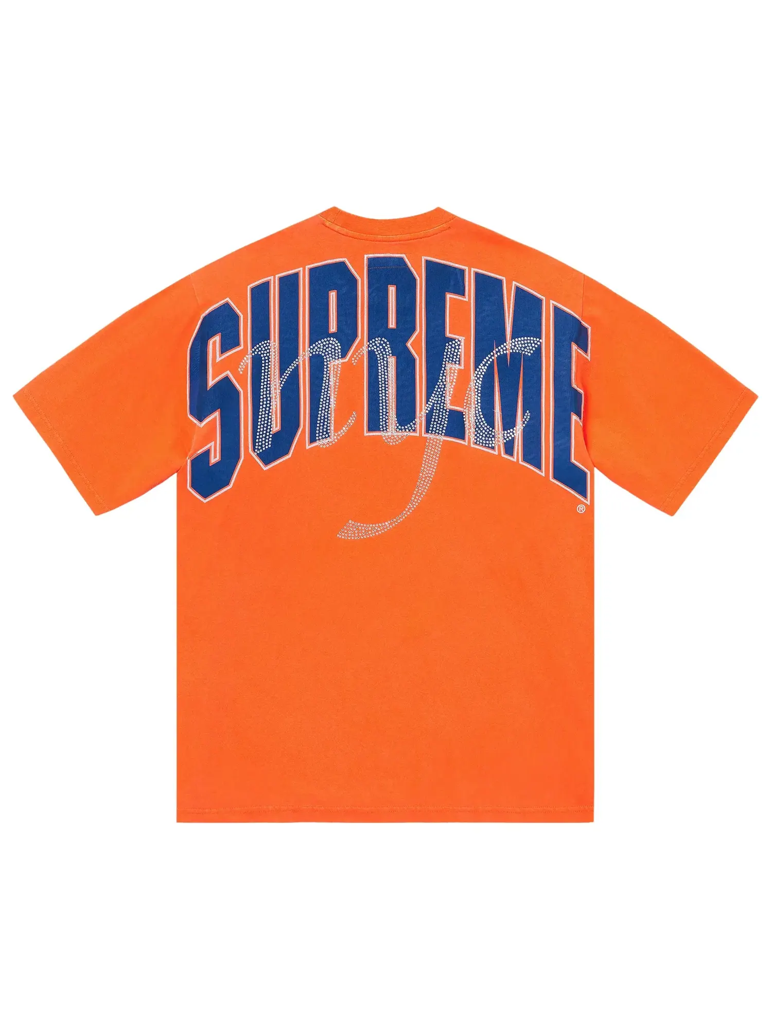 Футболка Supreme с короткими рукавами и стразами — изображение 2 из 2, оранжевый