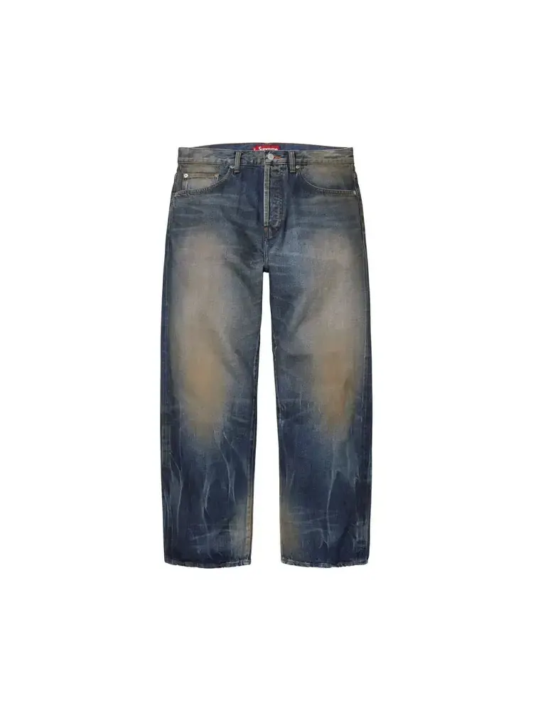 Джинсы Supreme Distressed Loose Fit Selvedge Jean цвета «выстиранный индиго» — изображение 1 из 2, синий