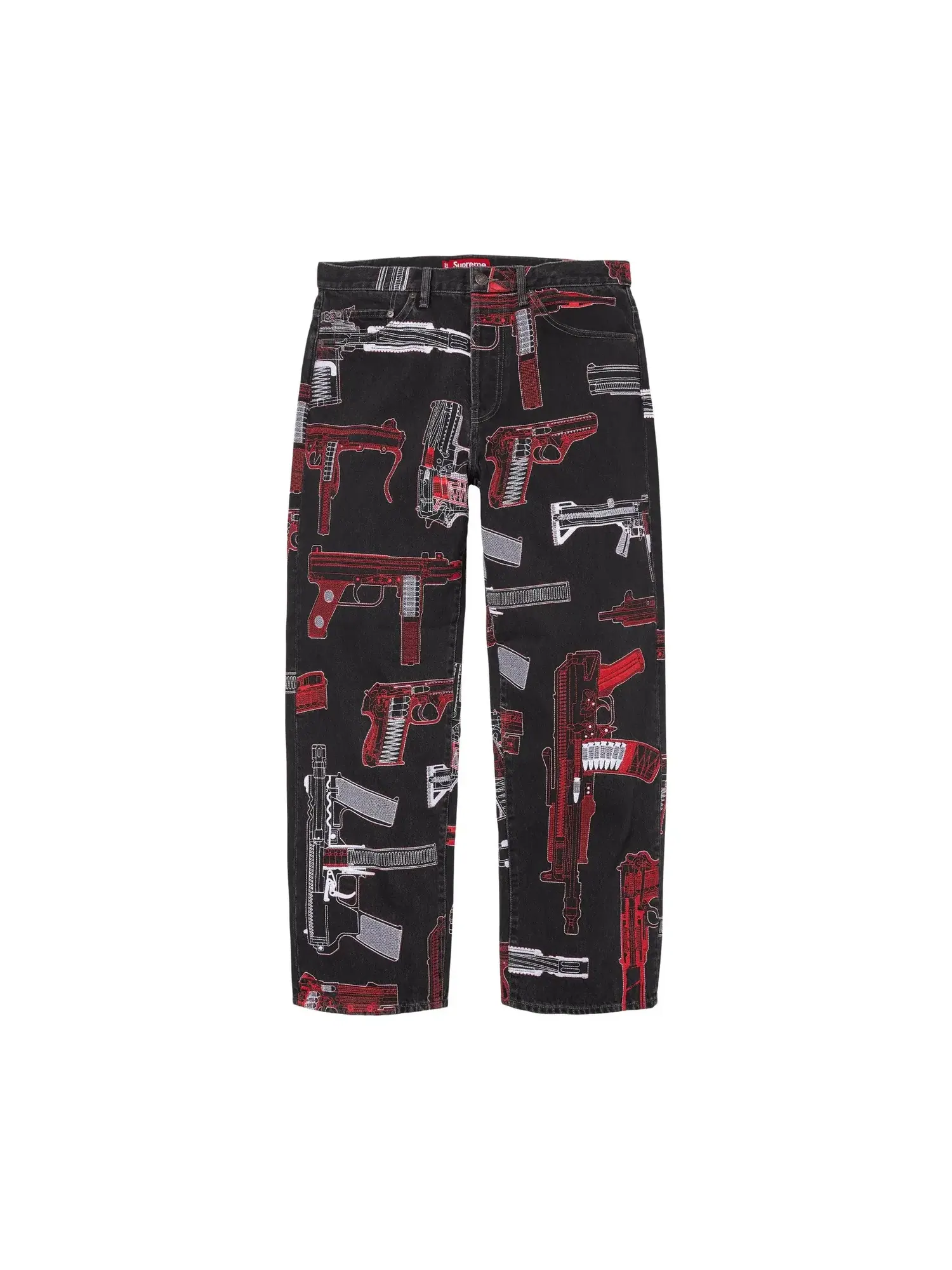 Джинсы Supreme Guns Embroidered Loose Fit Jean (вышитые) — изображение 1 из 2, черный