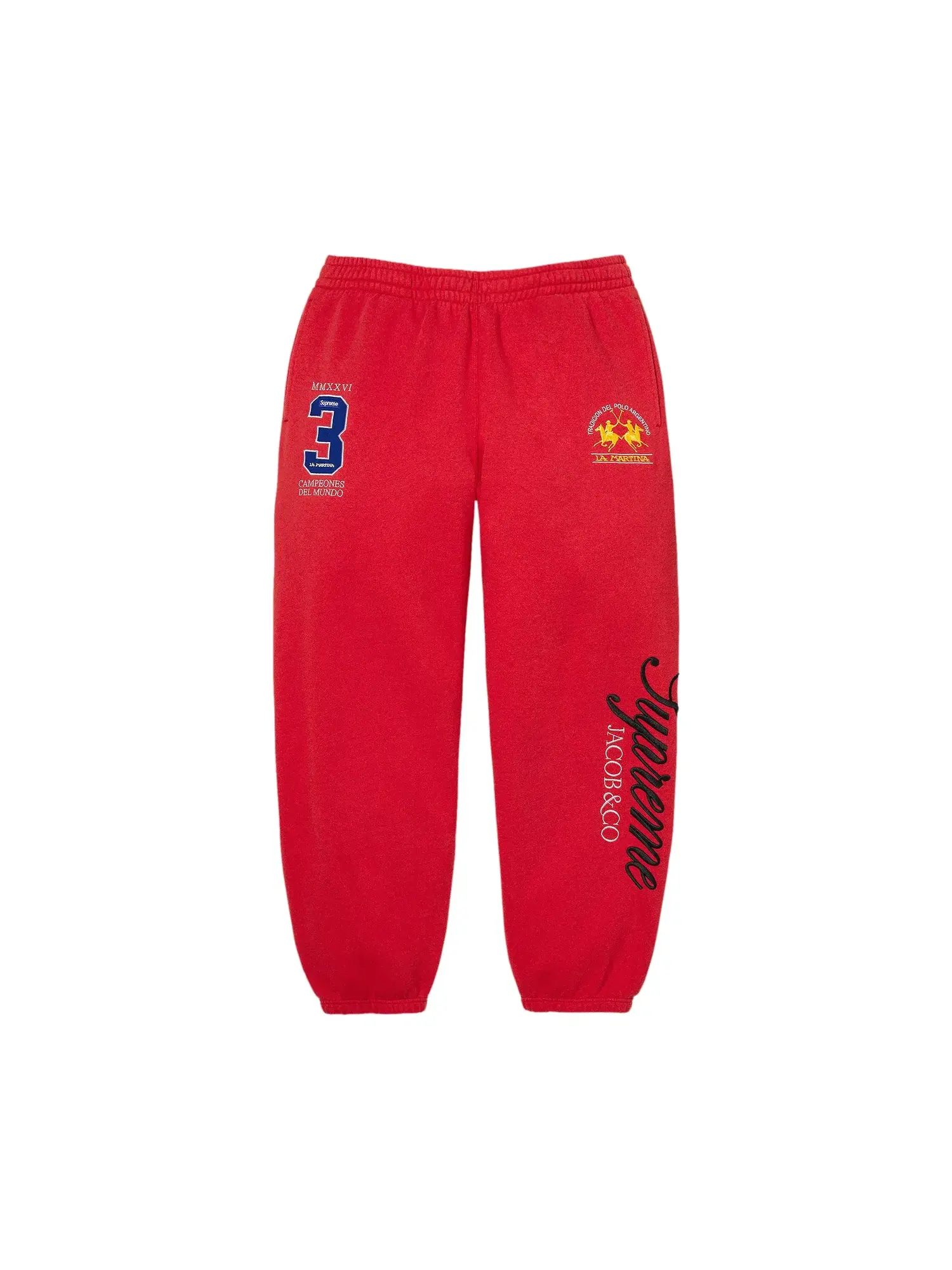 Спортивные штаны Supreme x La Martina x Jacob & Co — изображение 1 из 2, красный