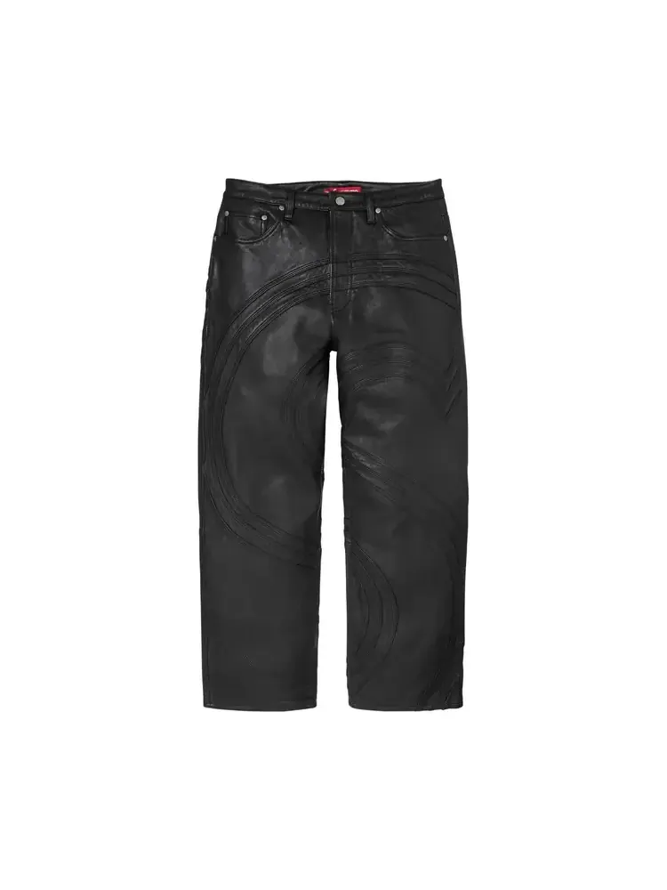 Джинсы Supreme S Logo Leather Baggy 5-Pocket Jean — изображение 1 из 2, черный
