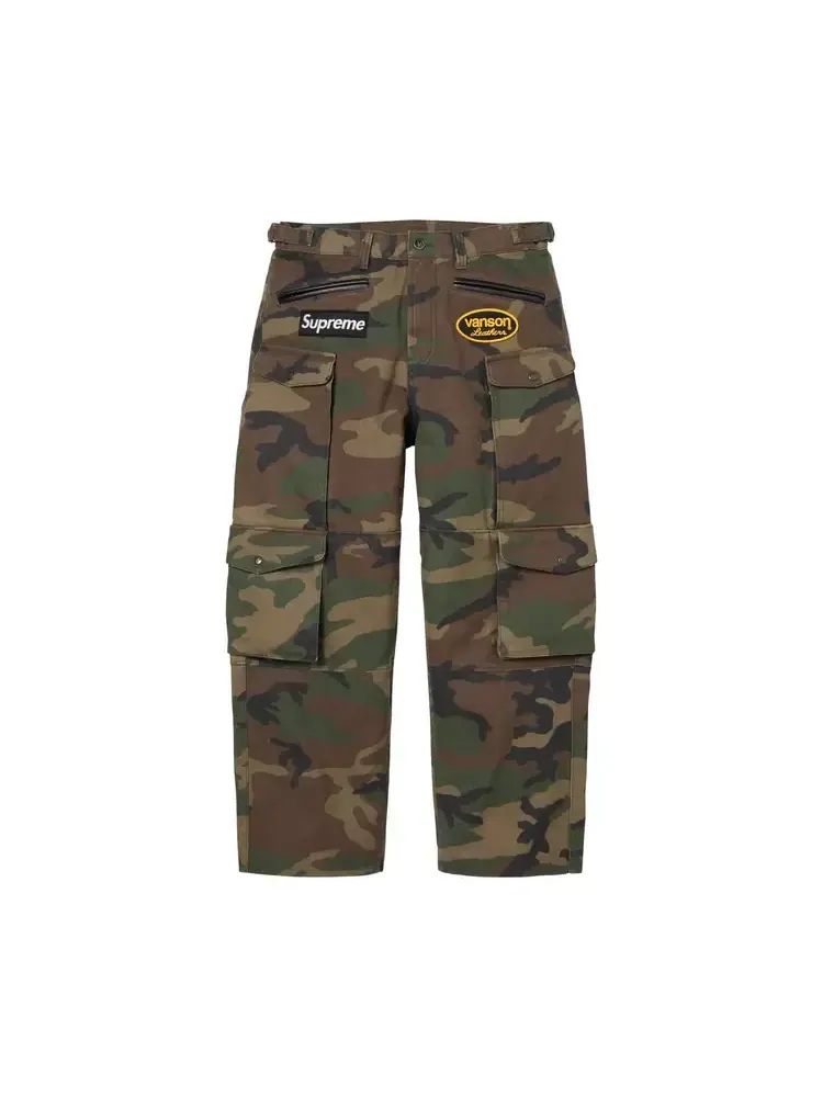 Брюки Supreme x Vanson Leathers Cordura 'Woodland Camo' — изображение 1 из 2, зеленый