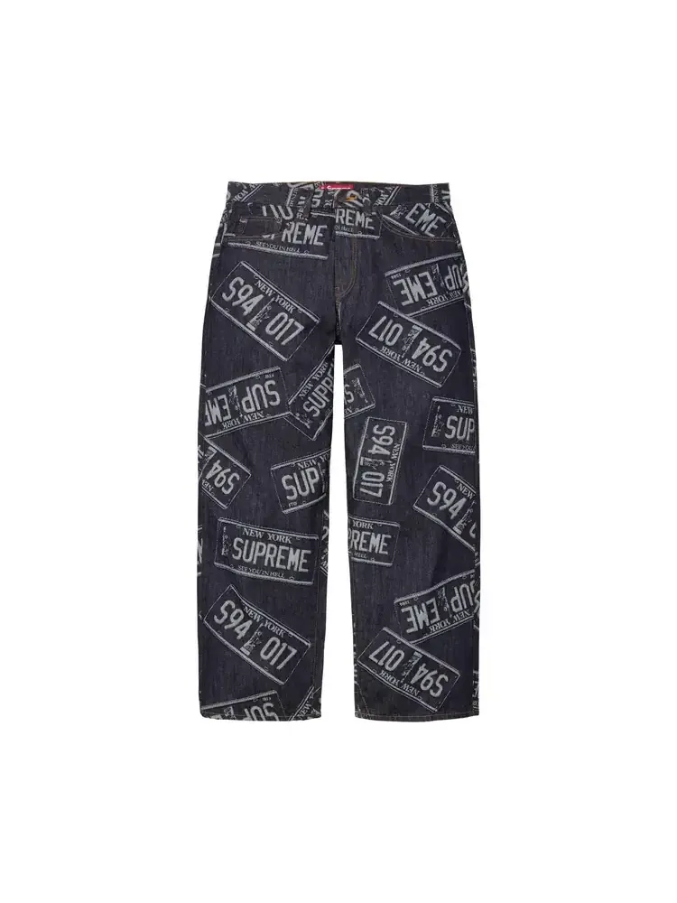 Джинсы Supreme License Plate Baggy Jean 'Rigid Indigo' — изображение 1 из 2, черный
