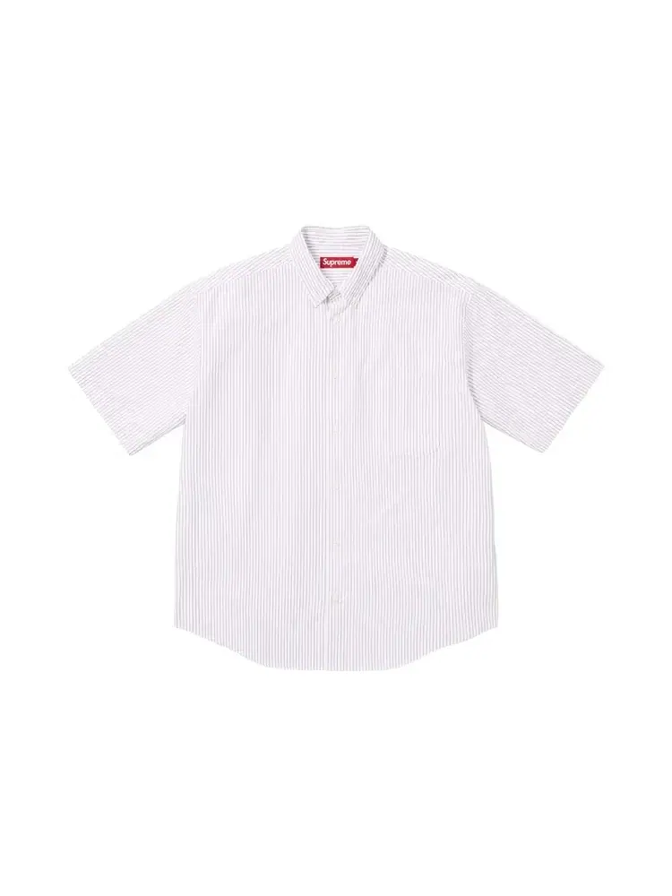 Рубашка свободного кроя с коротким рукавом в полоску Supreme Oxford — изображение 1 из 1, белый