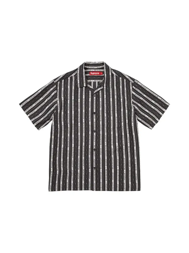 Шелковая рубашка с коротким рукавом Supreme Old English Stripe — изображение 1 из 1, черный