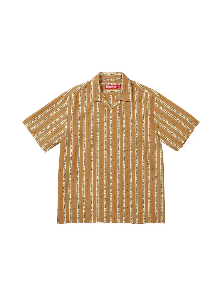 Шелковая рубашка с коротким рукавом Supreme Old English Stripe — изображение 1 из 1, золото