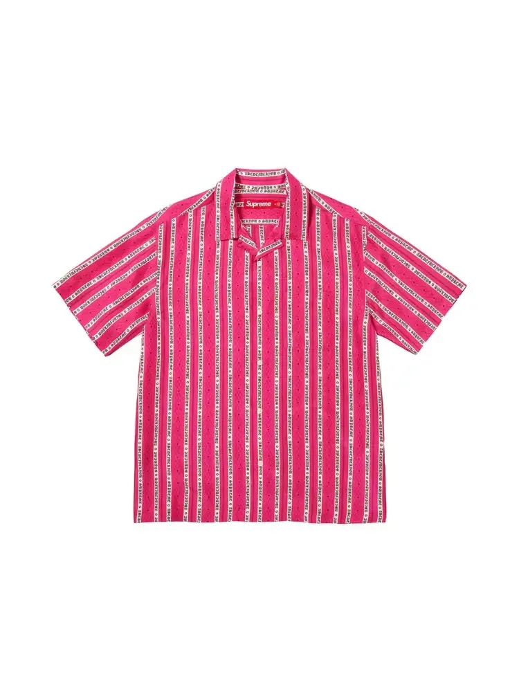 Шелковая рубашка с коротким рукавом Supreme Old English Stripe — изображение 1 из 1, розовый