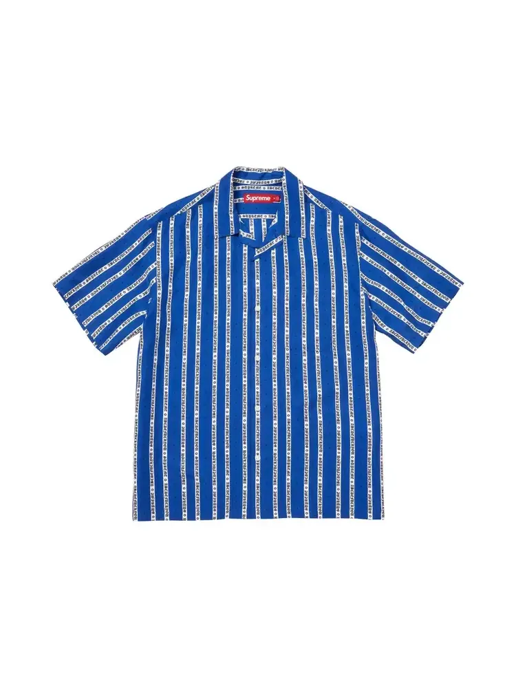 Шелковая рубашка с коротким рукавом Supreme Old English Stripe — изображение 1 из 1, синий