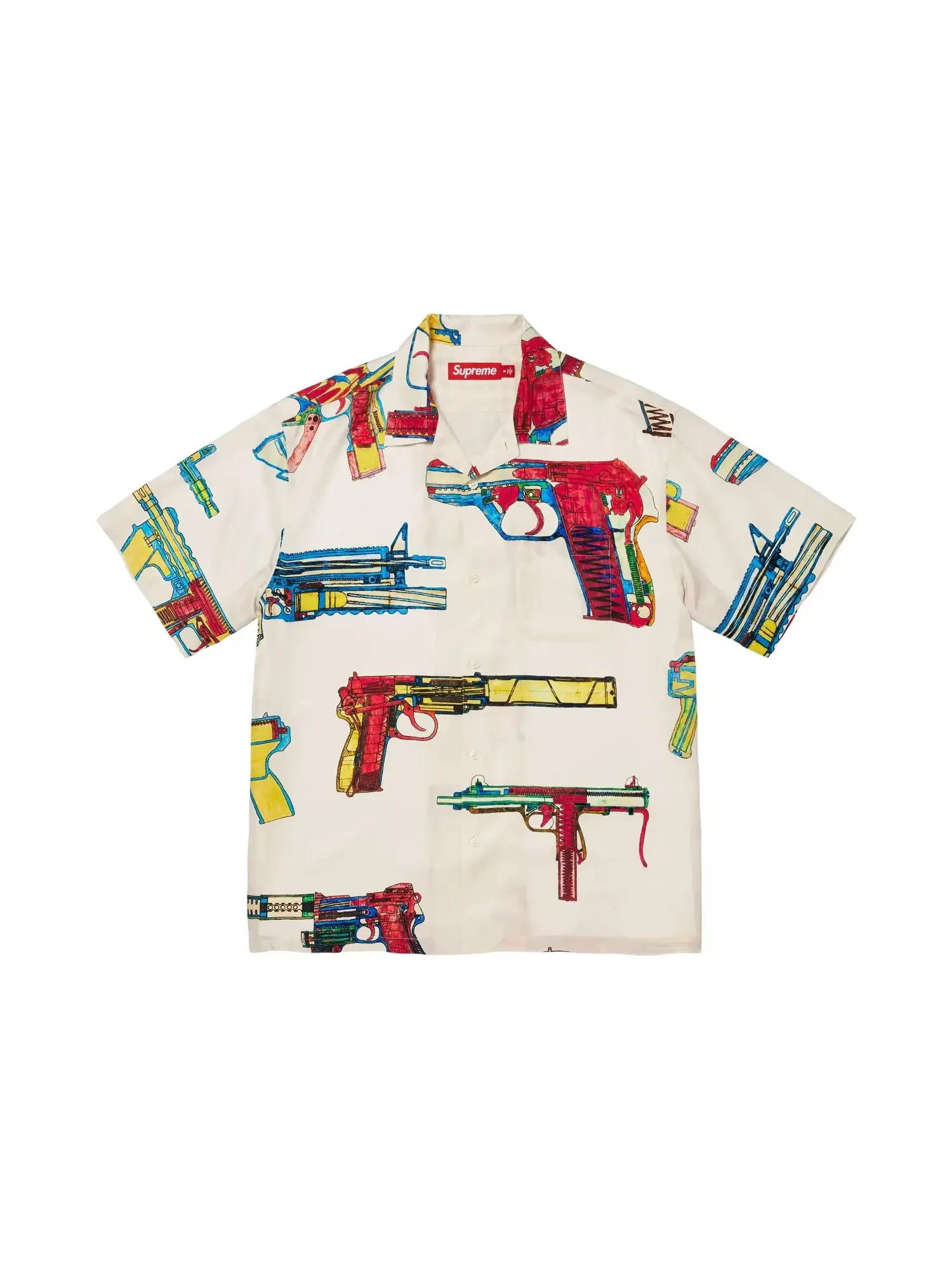 Шелковая футболка с коротким рукавом Supreme Guns — изображение 1 из 2, серый