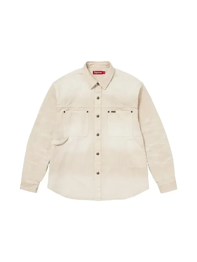 Футболка Supreme Worn Snap Painter Shirt — изображение 1 из 1, бежевый