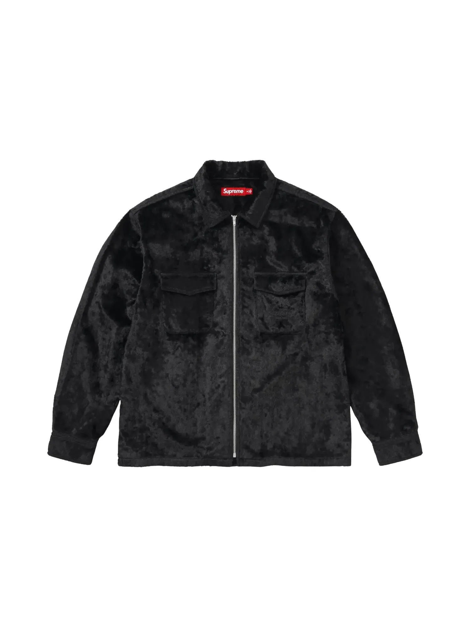 Рубашка Supreme на молнии из искусственного меха — изображение 1 из 1, черный