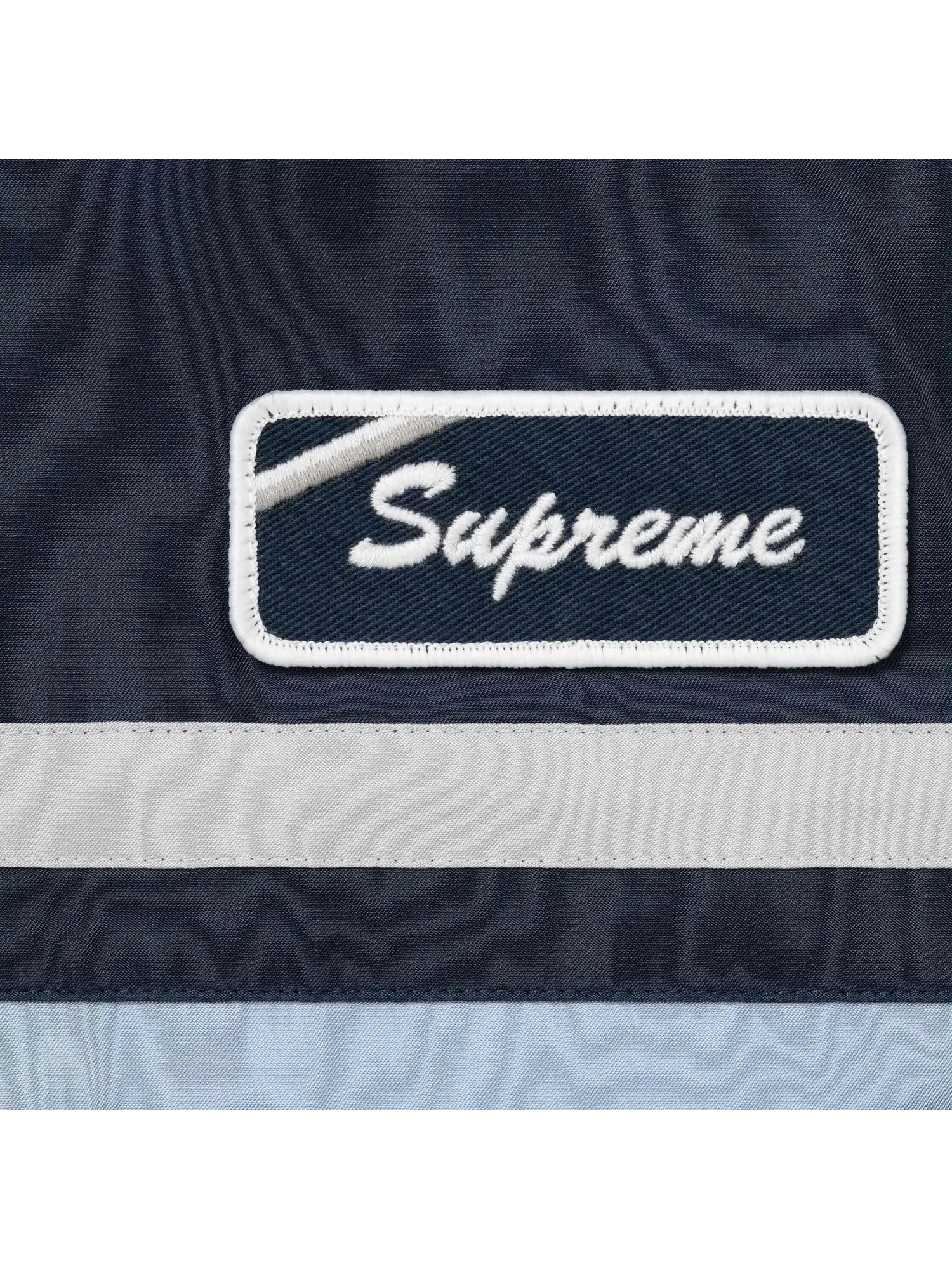 Шелковая рубашка Supreme с короткими рукавами на молнии — изображение 2 из 2, темно-синий