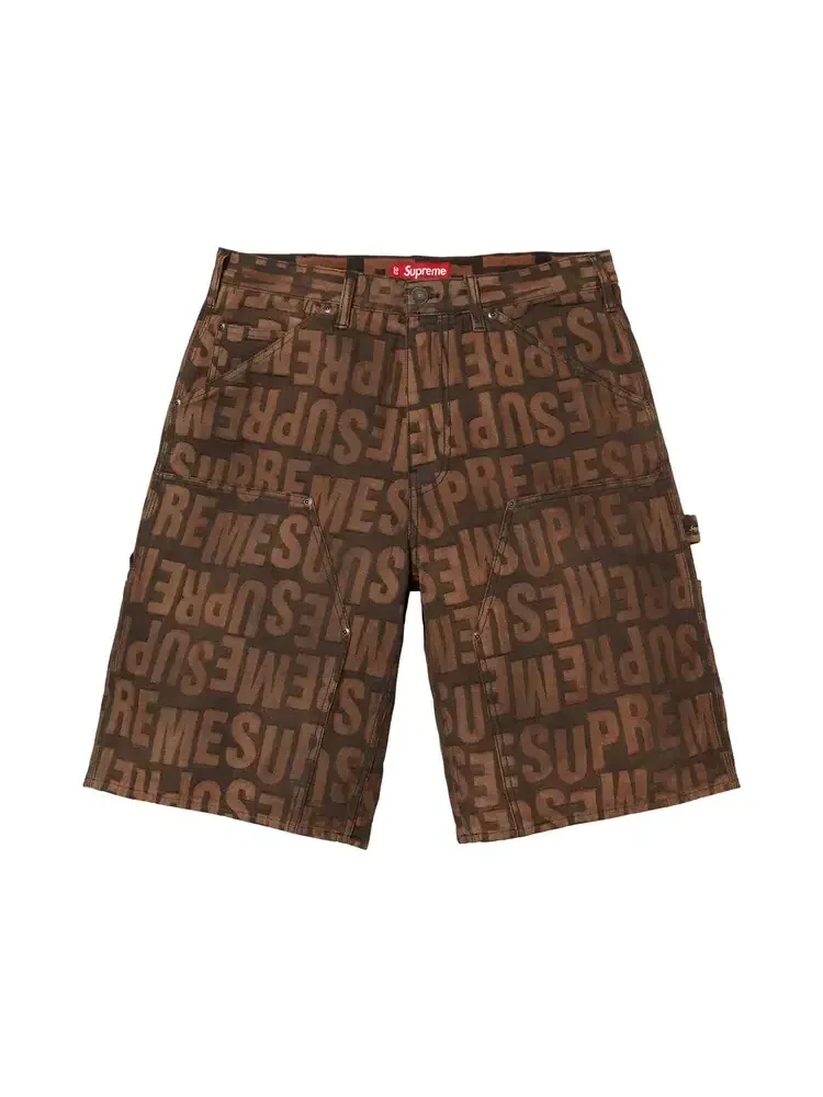 Джинсовые шорты Supreme Repeat Jacquard Double Knee Denim Short — изображение 1 из 2, коричневый