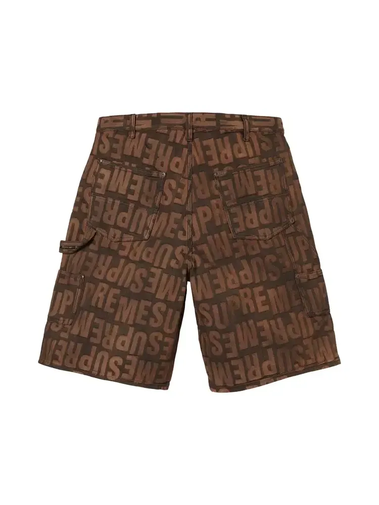 Джинсовые шорты Supreme Repeat Jacquard Double Knee Denim Short — изображение 2 из 2, коричневый