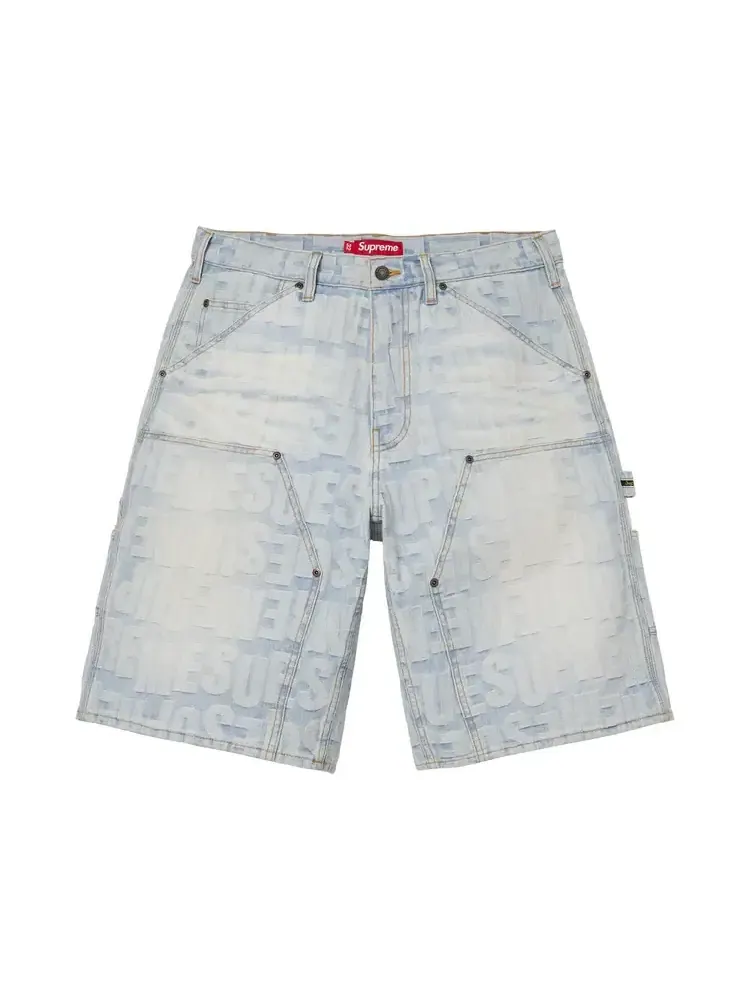 Джинсовые шорты Supreme Repeat Jacquard Double Knee Denim Short — изображение 1 из 2, синий