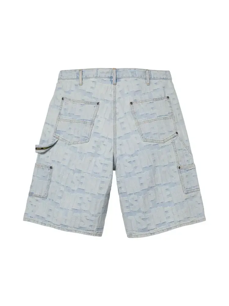 Джинсовые шорты Supreme Repeat Jacquard Double Knee Denim Short — изображение 2 из 2, синий