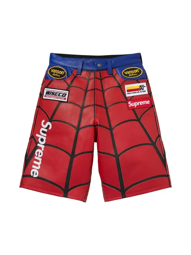 Шорты Supreme x Vanson Leathers Spider-Man Short — изображение 1 из 2, красный