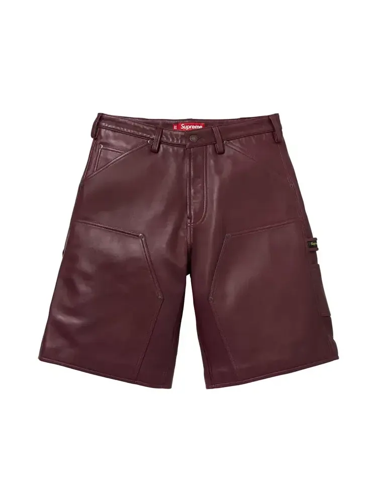 Шорты Supreme Leather Double Knee Painter Short — изображение 1 из 2, красный