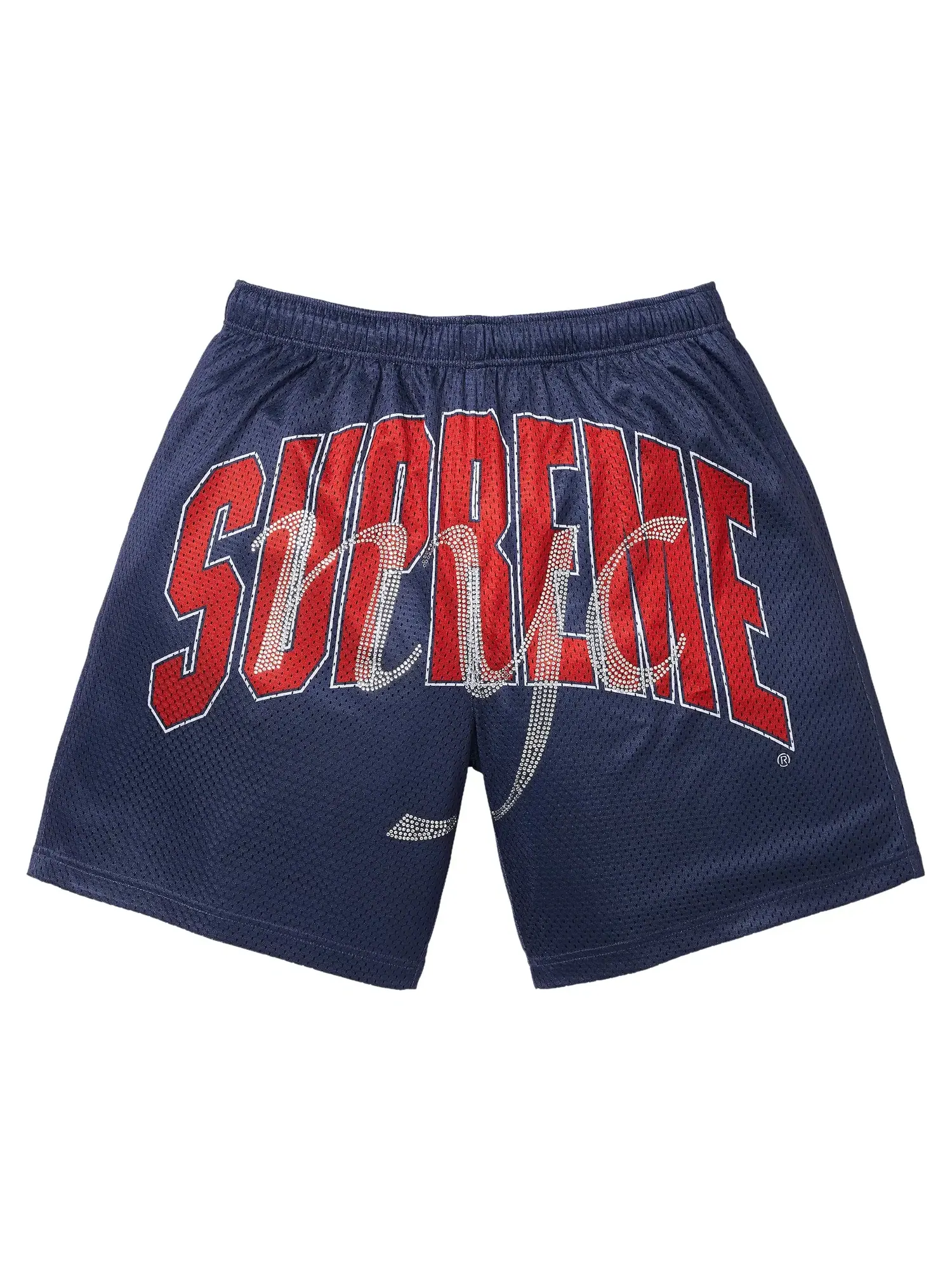 Шорты Supreme Rhinestone Mesh Short — изображение 1 из 2, темно-синий