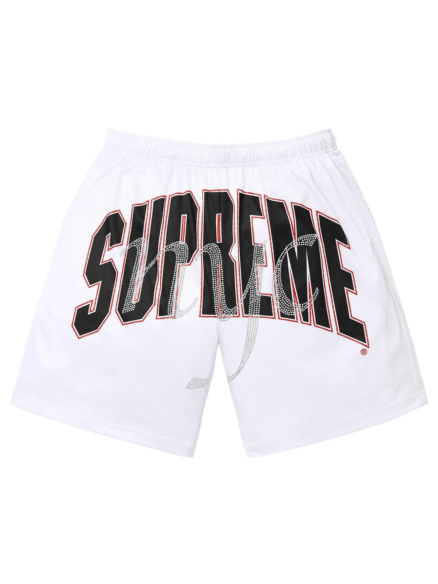 Шорты Supreme Rhinestone Mesh Short — изображение 1 из 2, белый