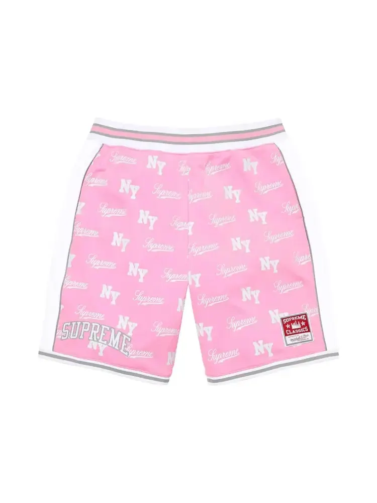 Шорты Supreme x Mitchell & Ness Monogram Short — изображение 1 из 2, розовый