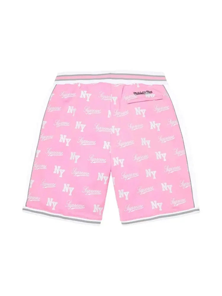 Шорты Supreme x Mitchell & Ness Monogram Short — изображение 2 из 2, розовый