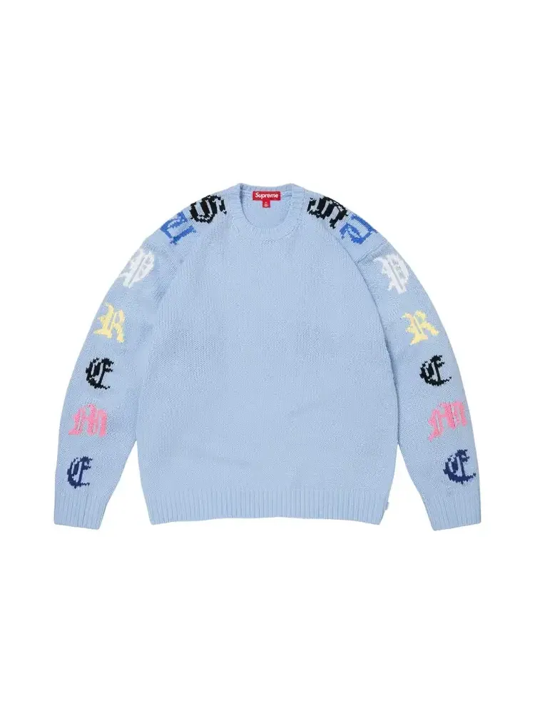 Свитер Supreme Old English Sleeves 'Light Blue' — изображение 1 из 1, синий