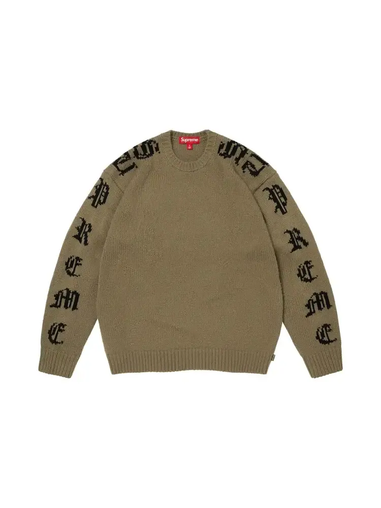 Свитер Supreme Old English Sleeves 'Olive' — изображение 1 из 1, зеленый