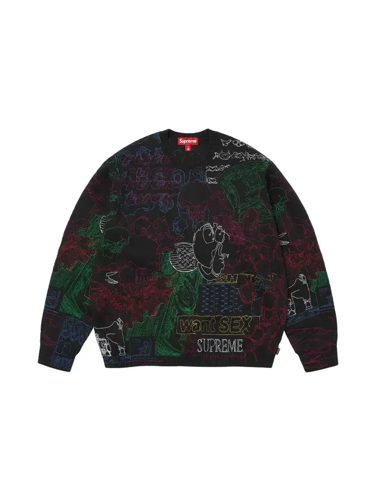 Свитер Supreme Collage с вышивкой — изображение 1 из 2, черный