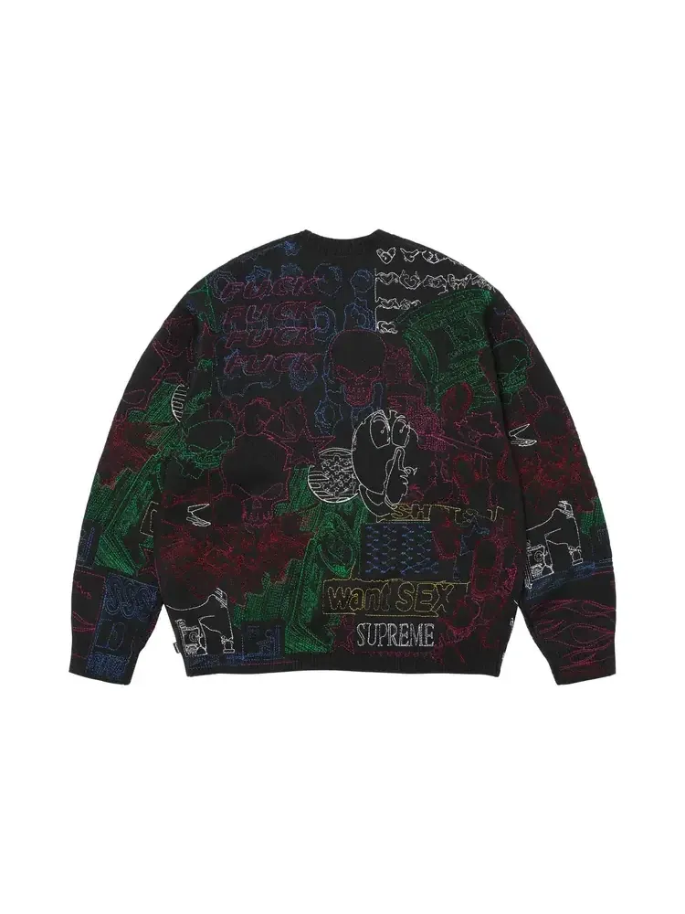 Свитер Supreme Collage с вышивкой — изображение 2 из 2, черный