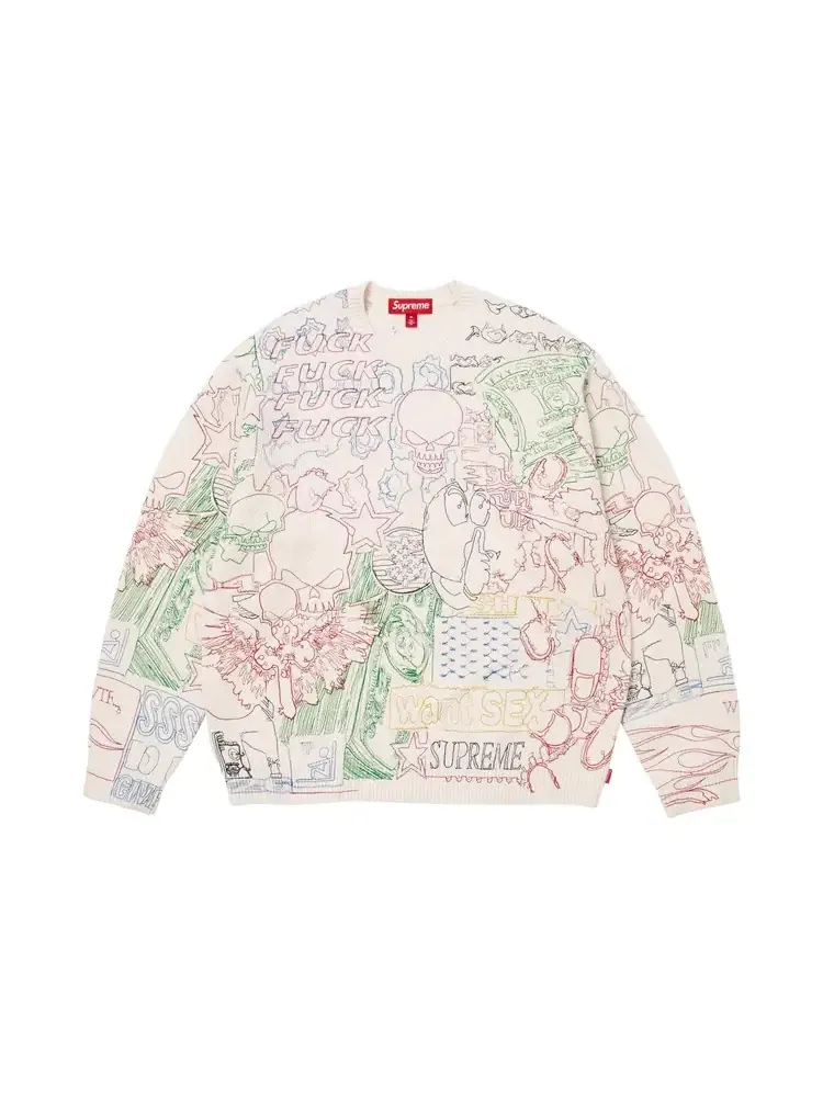 Свитер Supreme Collage с вышивкой — изображение 1 из 2, белый