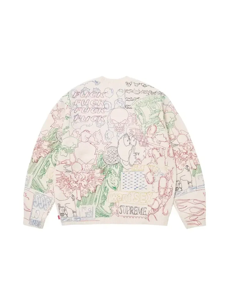 Свитер Supreme Collage с вышивкой — изображение 2 из 2, белый